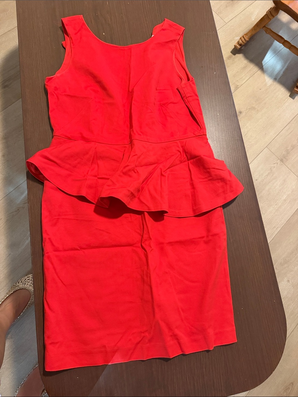 LOFT Red Sleeveless Peplum Sheath Dress